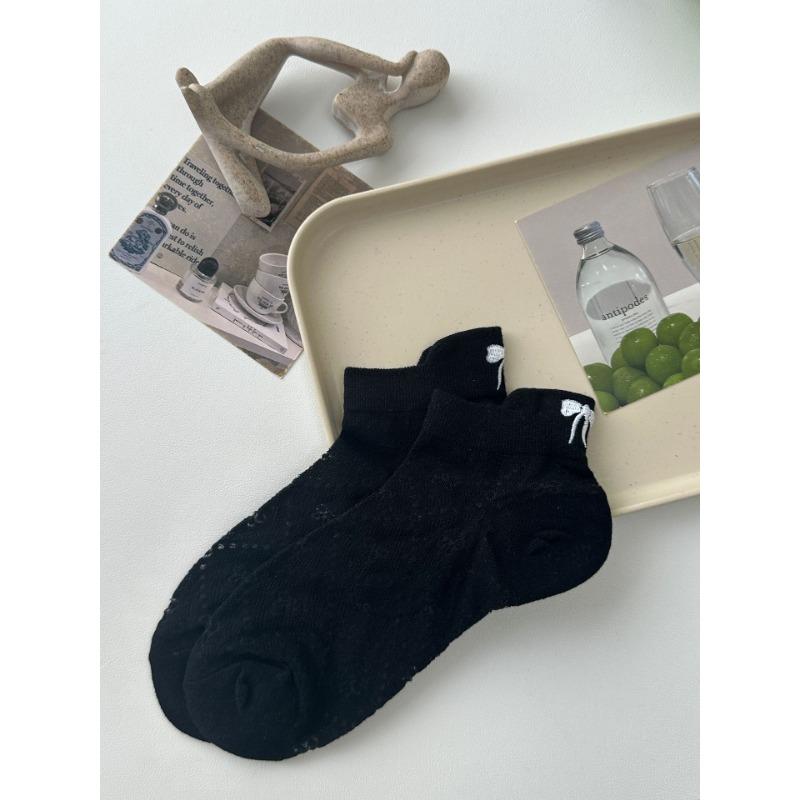 Female Summer Breathable Mesh All Match Heel Bow Short Tube Socks