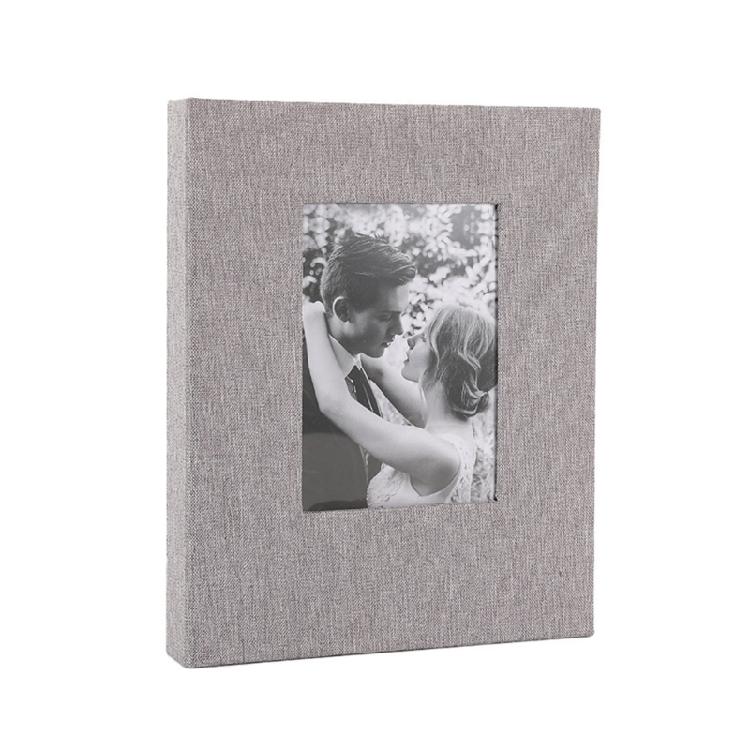 

Photo Album 4x6 Holds 144 Photos Slip-in Picture Album Linen Cover Memory Book with Front Window for Wedding Family світло-сірого кольору