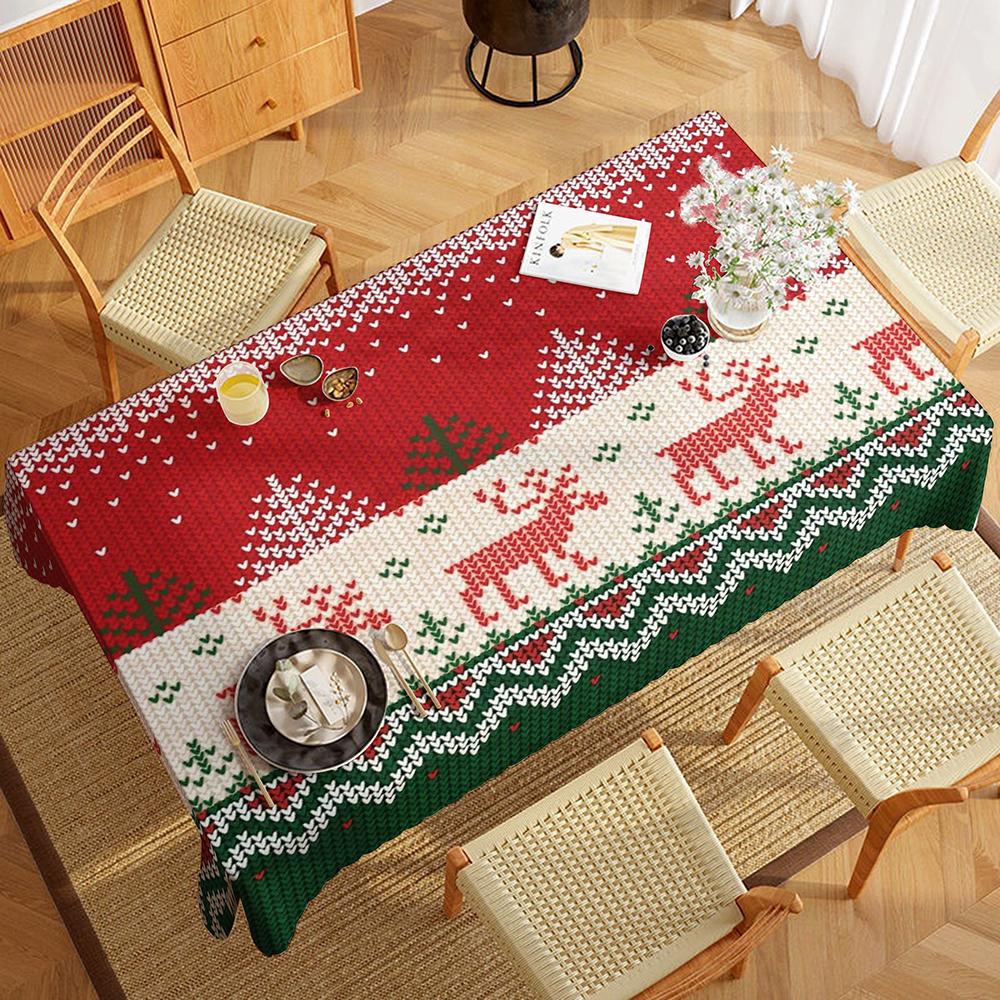 Festive Red Christmas Tableclothkitchen Restaurant Tablecloth Outdoor Picnic Tablecloth Holiday Party Decoration