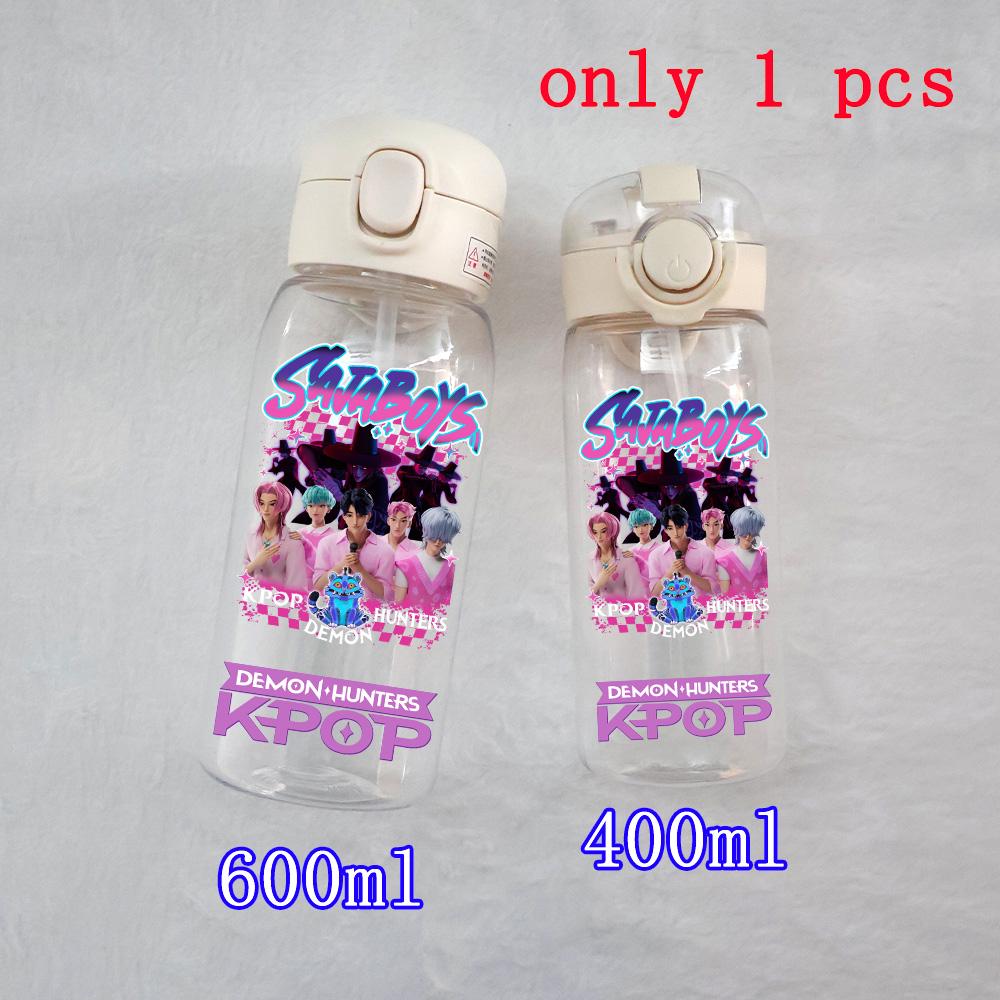 400ML-600ML Animated Movie K-Pop: Demon Hunters HUNTR/X Plastic Large Capacity Water Cup Bottle Gourde Drinking Bottle Gifts