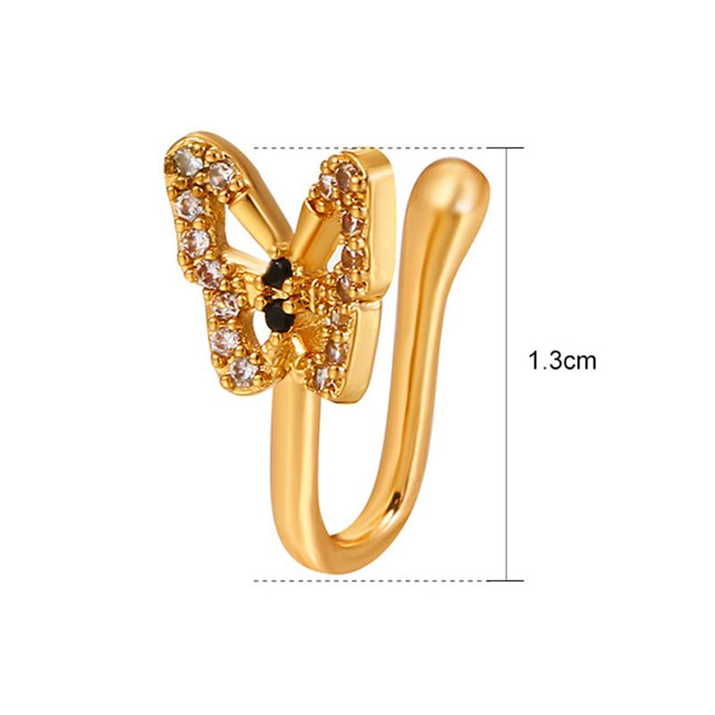 Faux anneau de nez papillon en cristal, Clip Non Piercing sur anneau de nez, manchette de nez de Style indien, faux bijoux de perçage