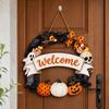 Wooden Halloween Pumpkin Hanging Sign for Yard Porch Party Decoration Fall Door Welcome Decor