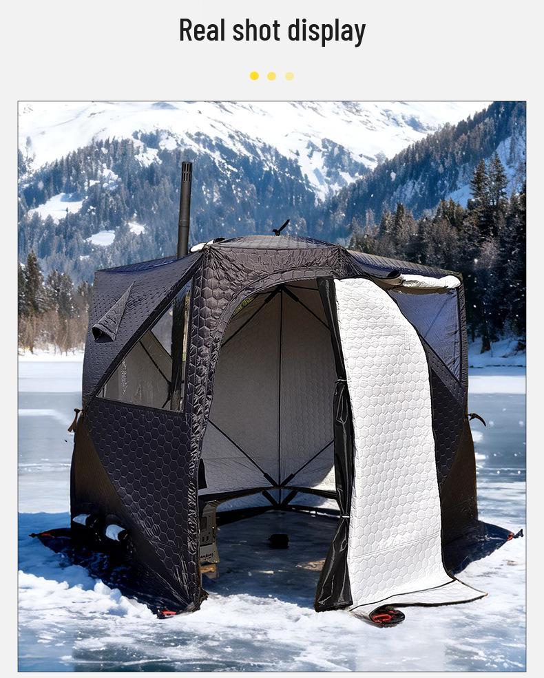 Large Pentagonal Ice Fishing Tent with TPU Window for Winter Camping - Thickened for Warmth and Cold Protection