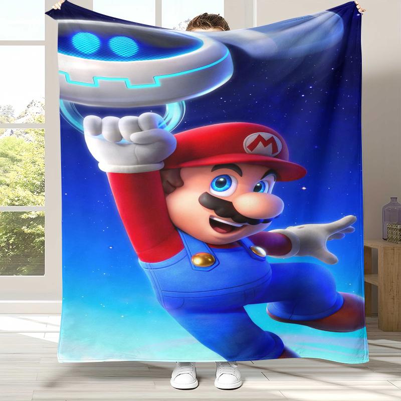 Retro M-Mario Bros Game Cartoon Flannel Blanket,Ultra Soft Warm Plush Throw for Home Bedroom Bed Sofa Cover Camping Picnic gift