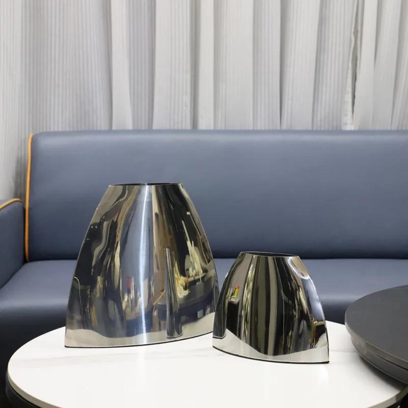 Luxury Mirror Stainless Steel Curved Vase, Flower Pot, Dining Table Decoration Ornament, Living Room Flower Arrangement