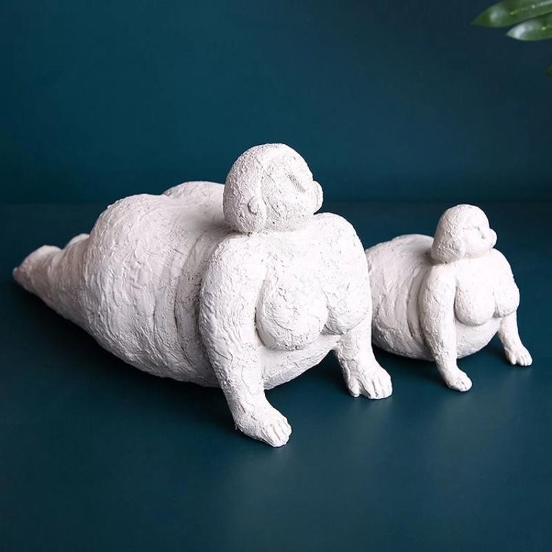 Handmade Sandstone Yoga Chubby Woman Statue Home Decor