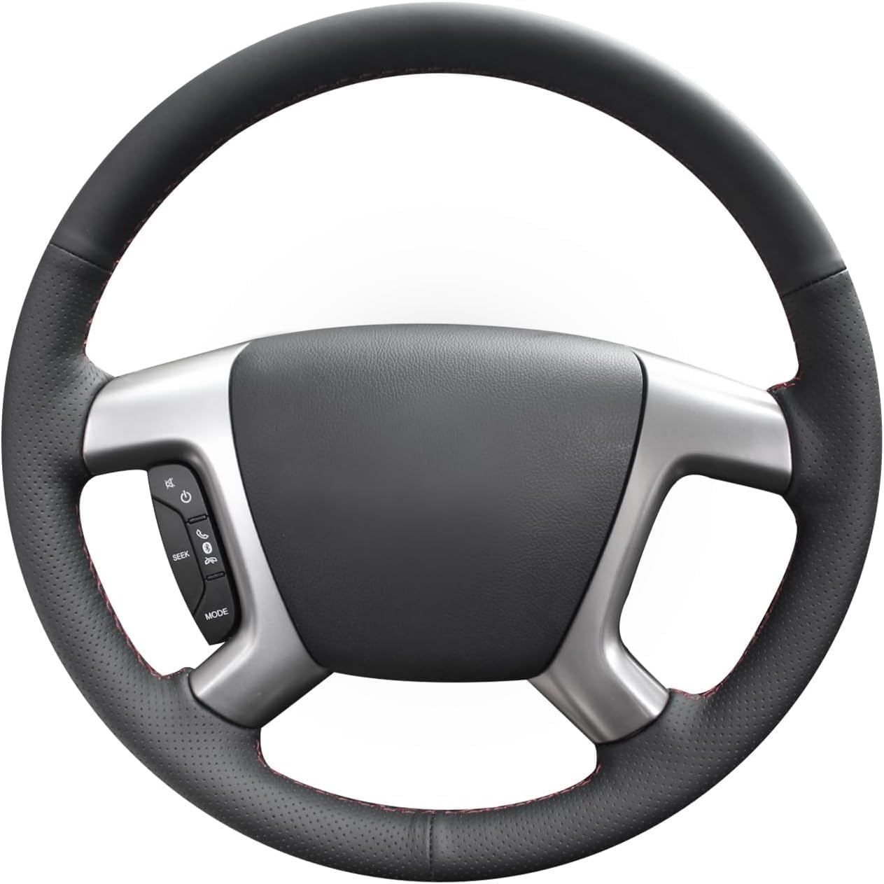 MEWANT Steering Wheel Cover for Chevy 2008-2013 Silverado 1500 / Chevy Silverado 2500 3500/2007-2013 2014 Tahoe / 2007-2014 Suburban 1500/2007-2013 microfiber leathe red thr