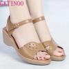 Fashion GKTINOO Brand Sandals Summer Women Shoes Sandals 2025 New Fashion Wedges Heel Sandals Real Leather Shoes Woman Sandals