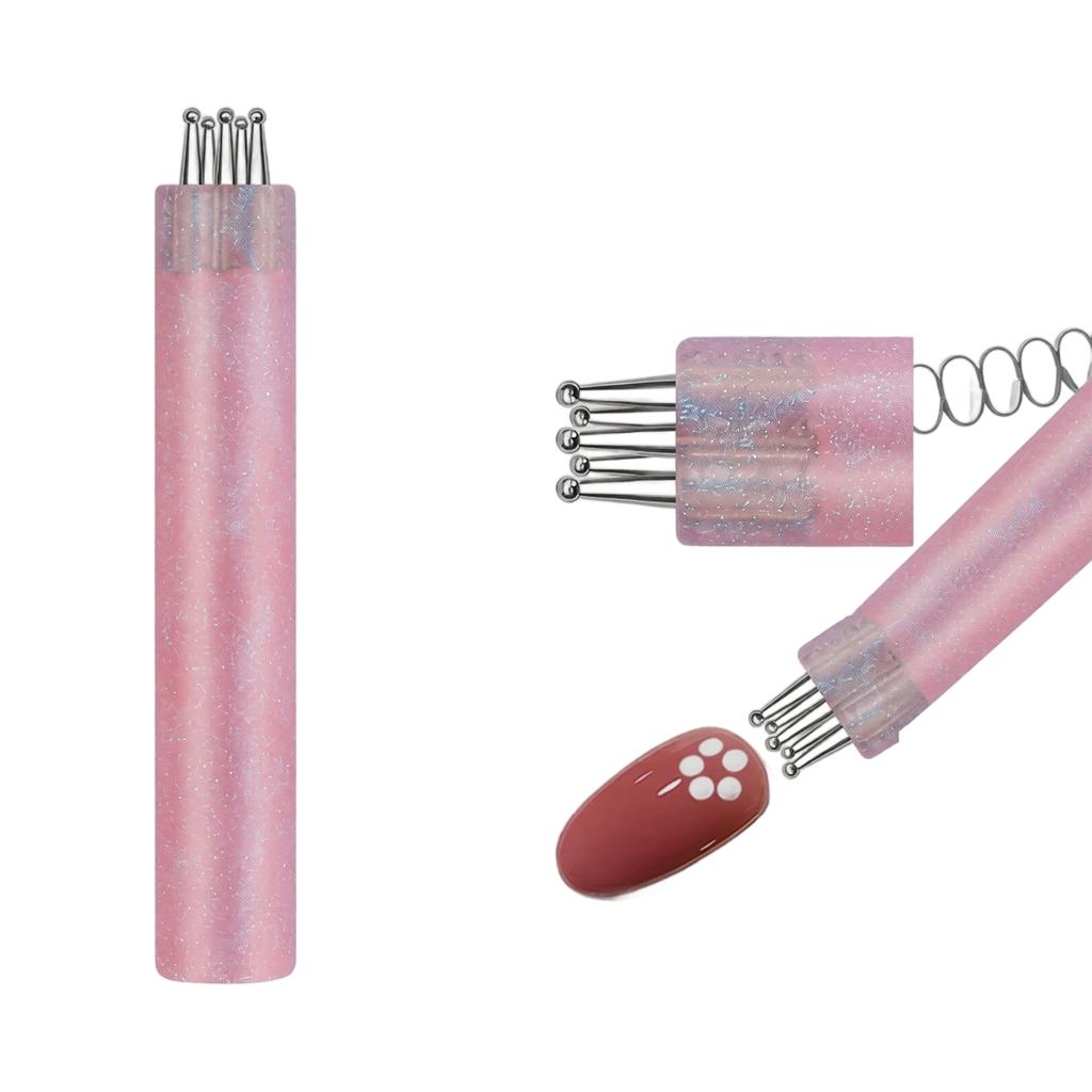 Dotting Pen Set - 5-Bladige Bloem Tool met Glitter Stick, Multi-Ontwerp voor Dotting en Oppakken