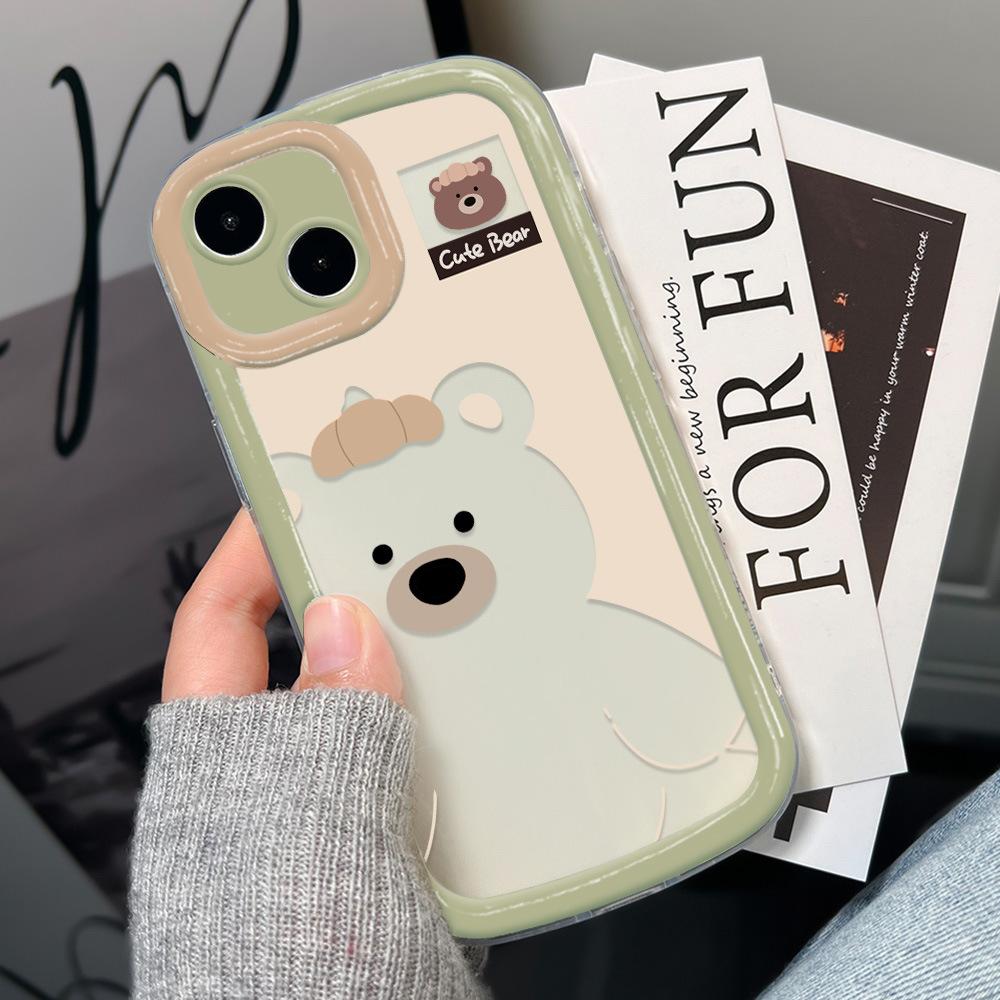 Fun cartoon hollow bear for iPhone17 mobile phone case 16 Apple 13 all-inclusive 12/15 simple 14 soft x