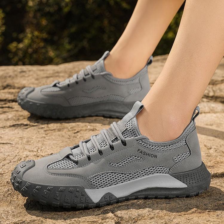Men's Breathable Versatile Casual Mesh Shoes with Soft Sole and Hollow Round Toe for Outdoor Sports and Casual Wear