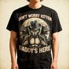 Wolf Dont Worry Kitten Daddys Here Meme Cringe Men Women T-Shirt