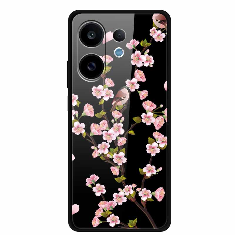 Tempered Glass Case For Vivo V60 2025 Phone Case 6.77" Cartoon Cats Hard Back Cover Soft Bumper For Vivo V60 5G Case V 60 Fundas