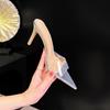 2026 Spring/Summer Women's Transparent High Heels: Versatile Thin Heel, Pointed Open Toe Sandals.