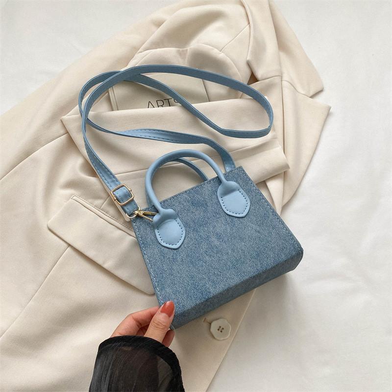 Trendy Pu Shoulder Bag For Women Stylish Retro Crossbody Bag Chic Small Square Bag синий