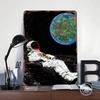 Astronaut Relaxing in Space Poster Customized Wall Art Vintage Metal Signs Retro Tin Plaque for Man Cave Living Room Decorations