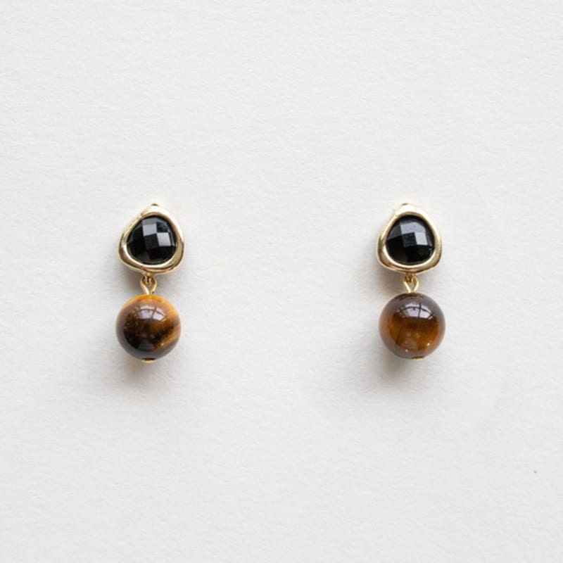 MERRYMOTIVE Black and Brown Gemstone Drop Earring