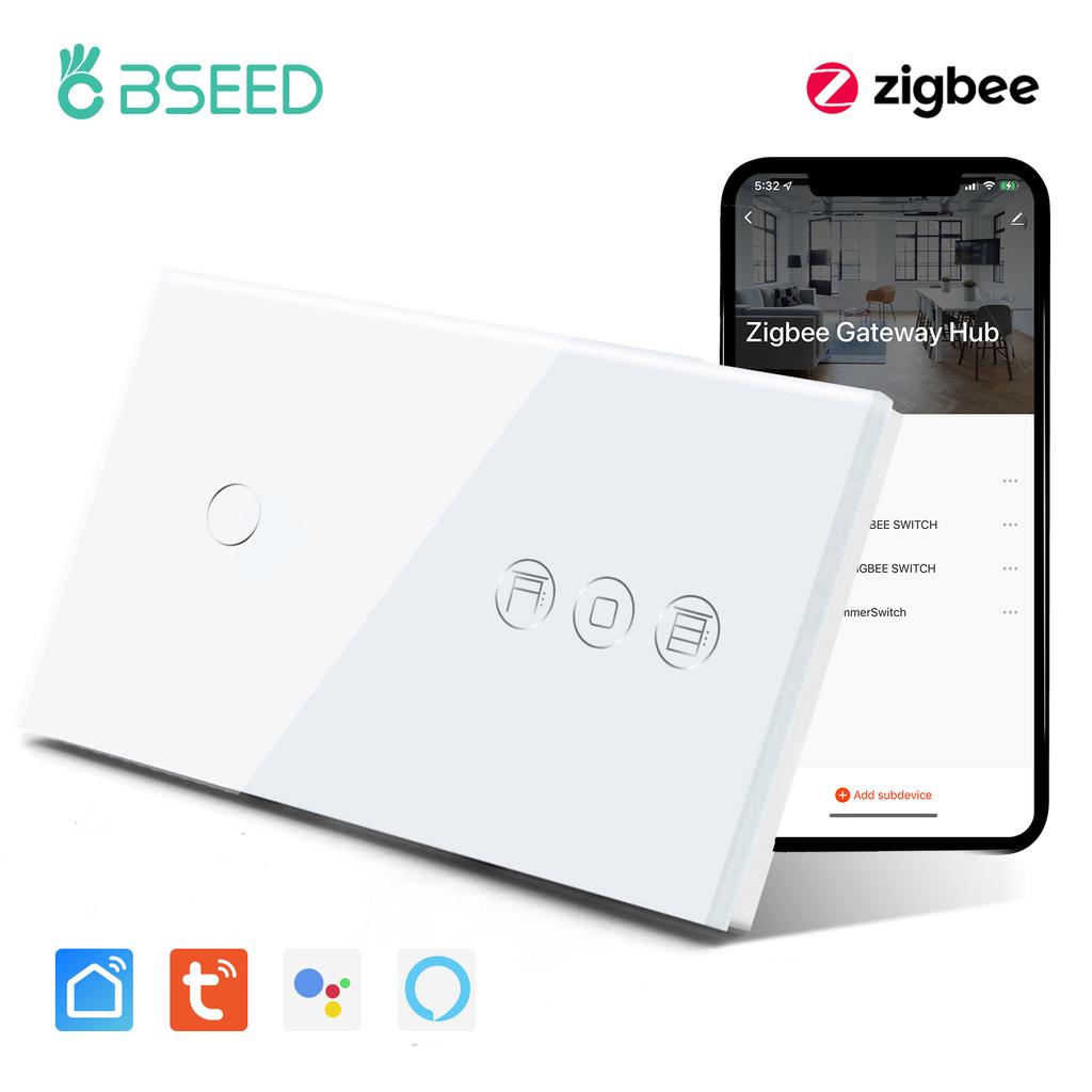 BSEED Zigbee Smart Blinds Switch Electric Roller Shutter Switch With EU Socket USB Type-C Ports Tuya Alexa Smart Life App