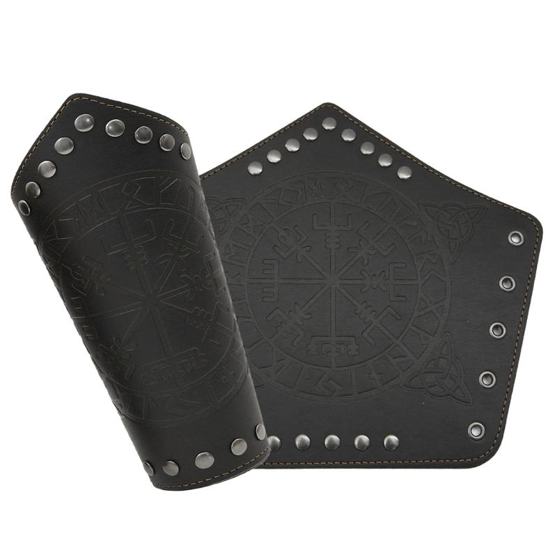 4 Pcs/Set PU Leather Waist Bag Arm Bracers Belt Medieval Renaissance Costume Set Halloween Accessories