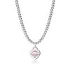 Heart-Shaped Enamel Cross Chain Necklace with Peach Heart Beads for Women - Fashionable Classic Style