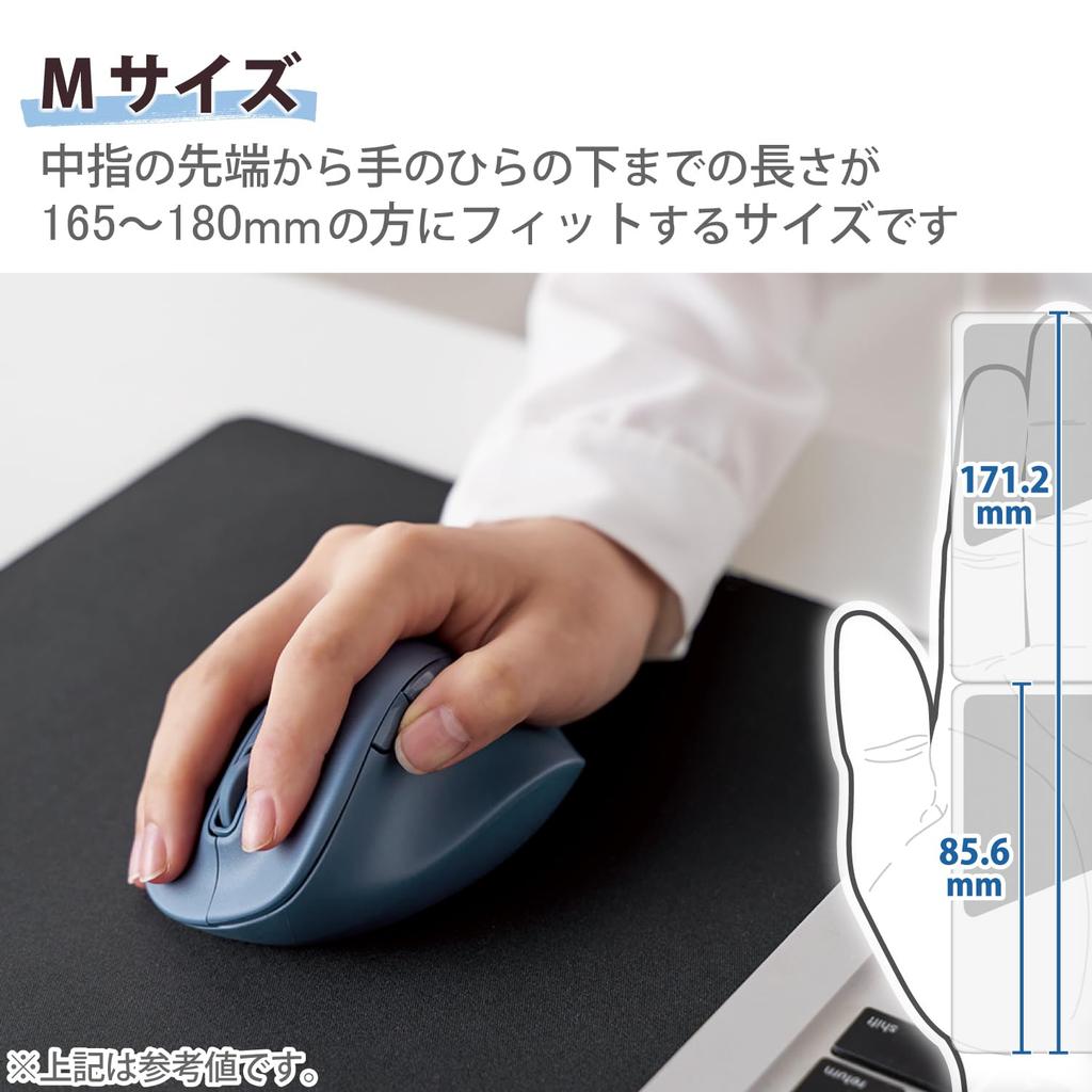 ELECOM Wireless Bluetooth Medium 5 AskDoctors EX-G Mouse, Quiet, Size, Buttons, Multi-Pairing, Certified, Antibacterial, Blue, M-XGM30BBSKBU