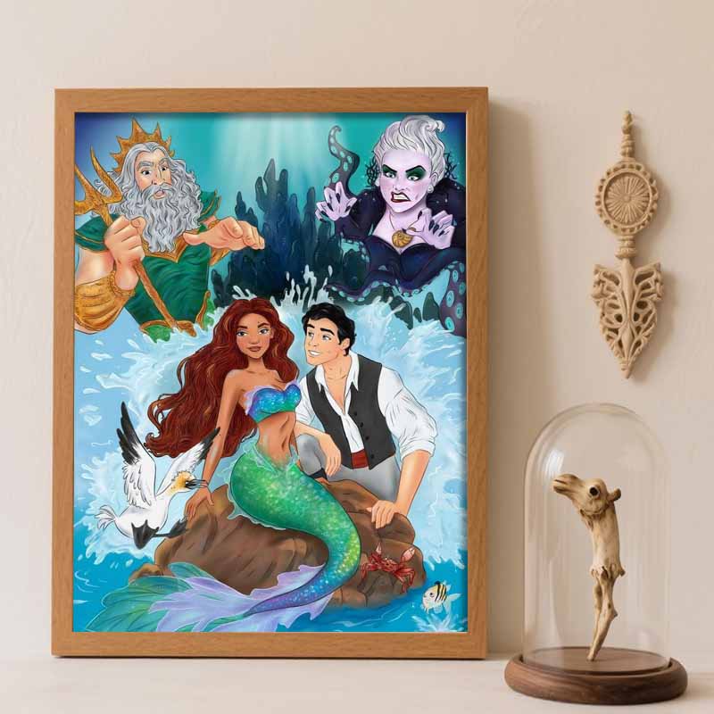 Disney Diamond Painting 5D DIY Little Mermaid Diamond Painting Art Diamond Painting Kit Adult/Beginner Gift Idea Home Decor Round 20x30cm