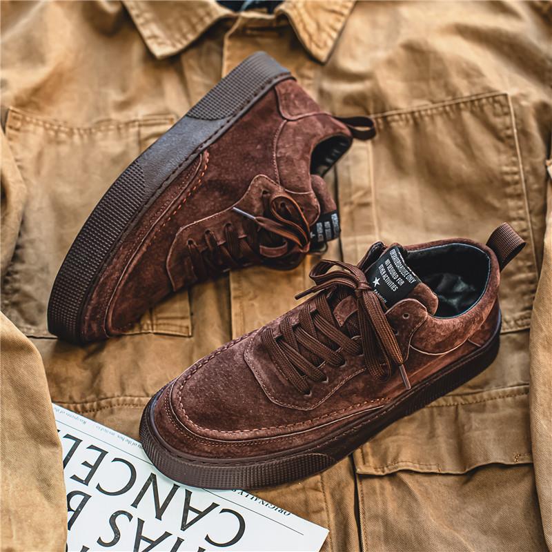 

Мужские ботинки, новые мужские туфли в британском стиле, высокие туфли для скейтбординга, повседневные туфли на шнуровке в стиле ретро для мужчин 44 коричневый