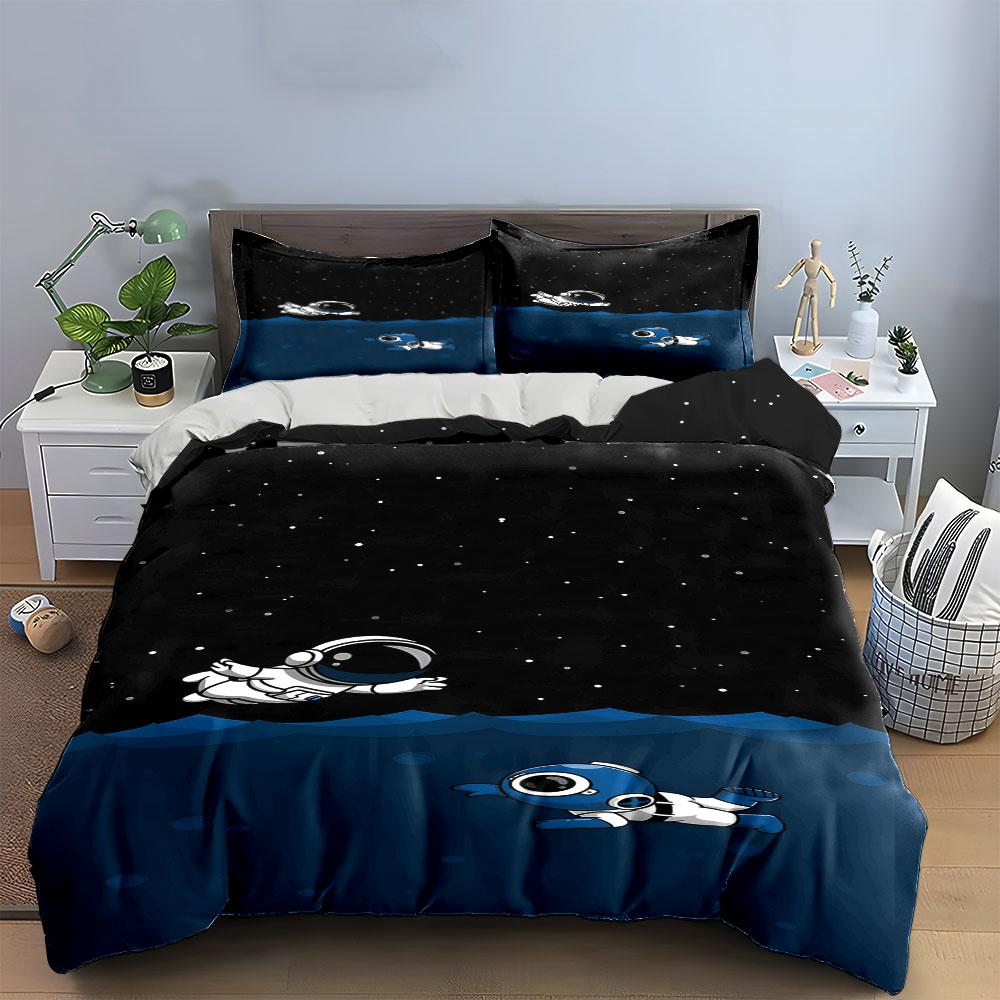 Astronauts and stars pattern. Bedding sets Duvet cover sets Duvet covers Pillowcases(1 * Duvet Cover 2 * Pillowcases without duvet insert)