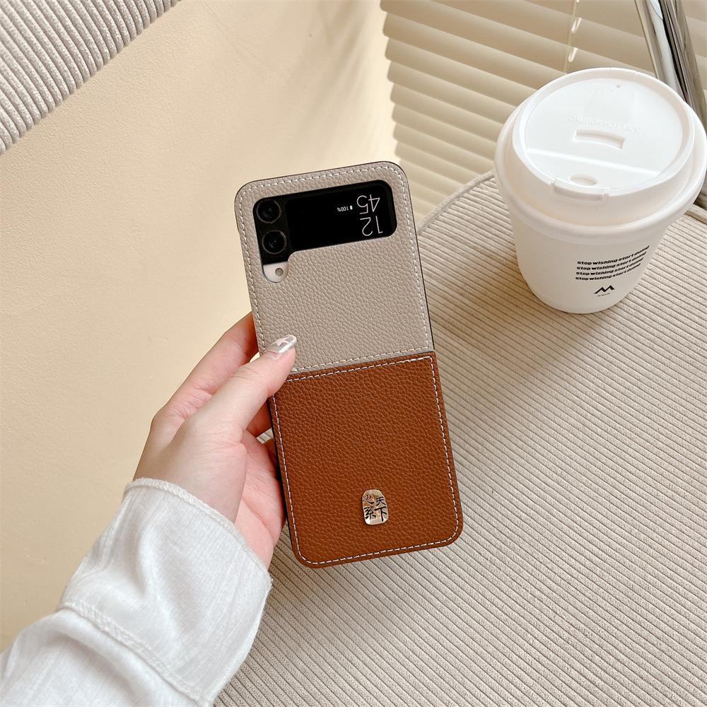 2023 Lychee Pattern Case For Samsung Galaxy Z Flip 4 3 5g South Korea Fashion Cover Anti -Knock Cases For Flip3 Flip4