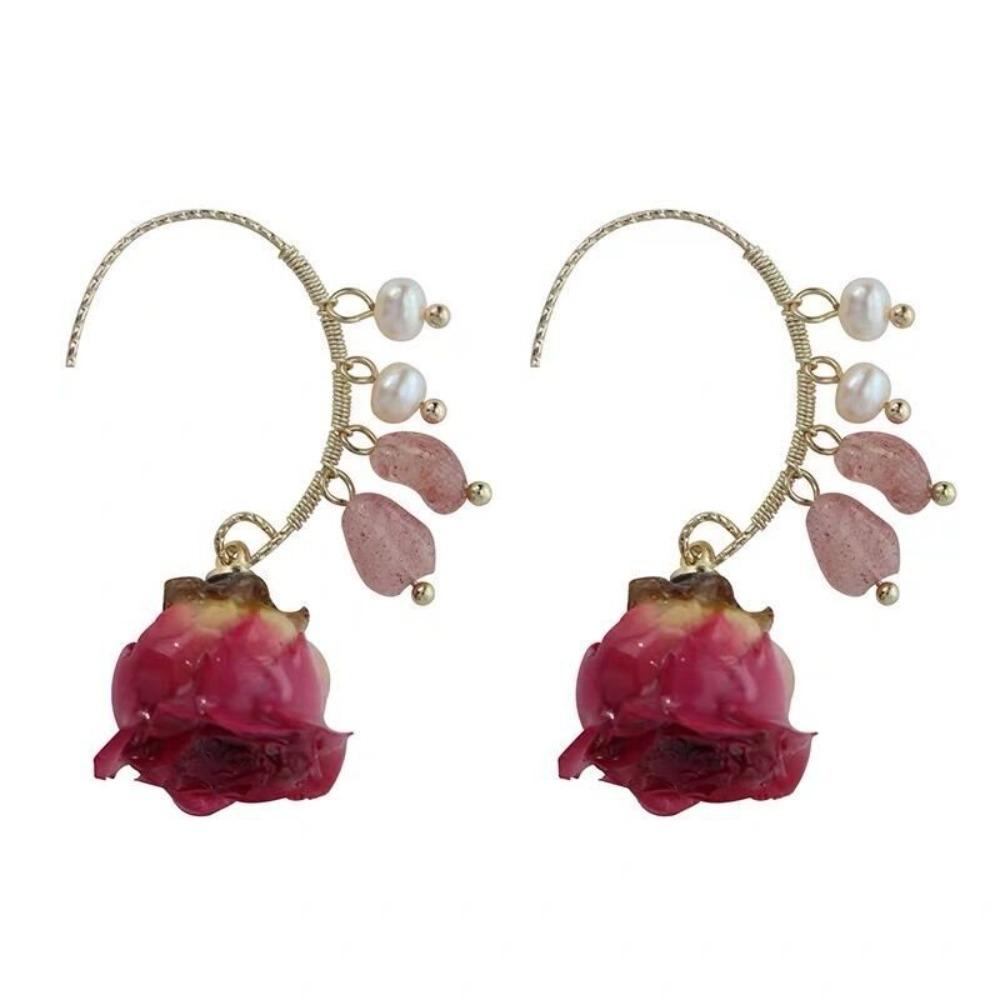 

Милые серьги-пусеты Ретро серьги с жемчугом Креативные серьги-подвески Хипстер розы красного