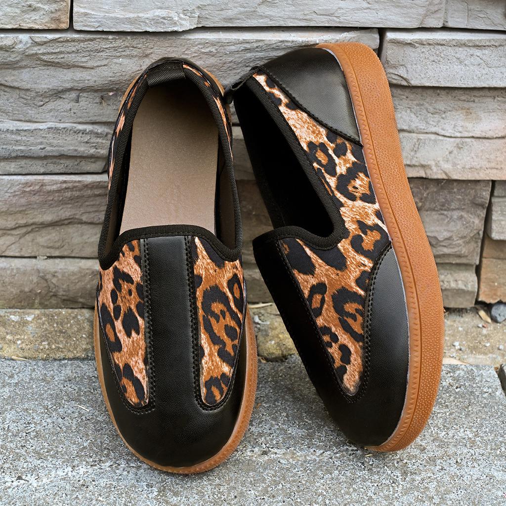 Spring New Casual Shoes Leopard Print Travel Running Shoes Breathable Cloth Lightweight Sports Women's Shoes