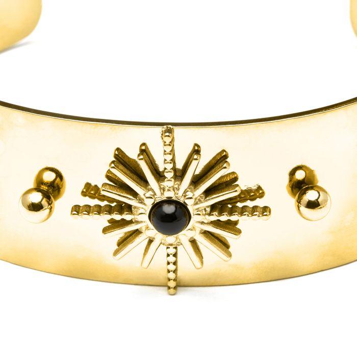Bracelet - Luxenter - Nepai - finition or jaune 18K - Onyx - 21 mm de largeur