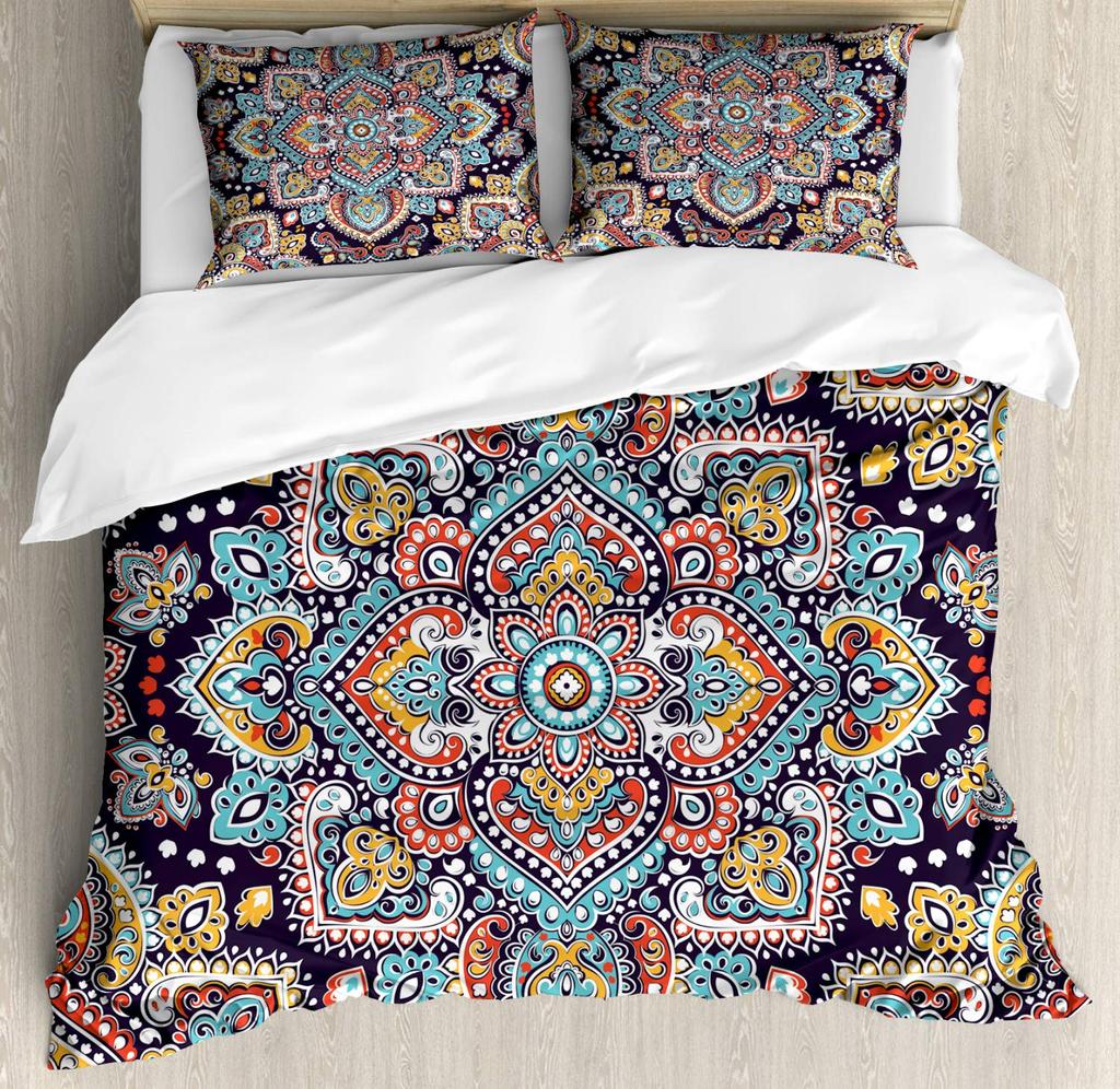 Bohemian Mandala Duvet Cover Boho Chic Hippie Bedding Mandala for Aducts Boys Girls Black White Bedroom Decoration Queen King