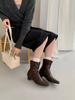 Korean simple square head thick heel. Skinny short boots women's new autumn and winter zipper thin boots fashion boots