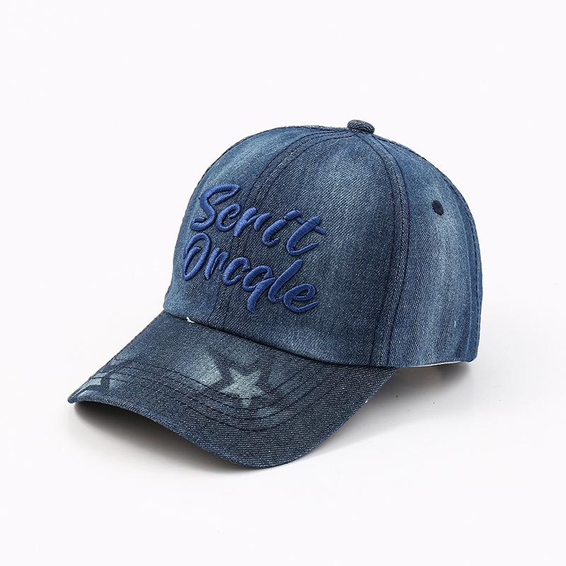 Alphabet denim baseball cap summer hat women's sunscreen cap fashion out of the street curved brim adjustable cap tide