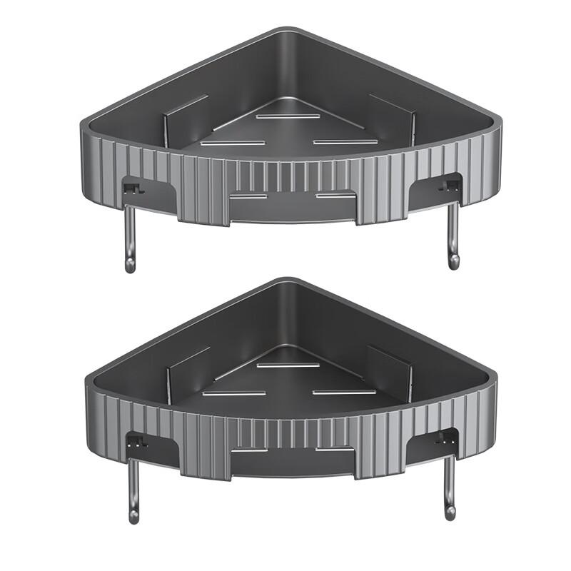 2-Tier Black Bathroom Corner Storage Shelf Set