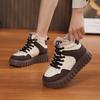 Women's Cotton Shoes 2025 Winter New Style with Plush Thick Sole Sports Shoes, Anti Slip and Warm Lace Up High Top Boots