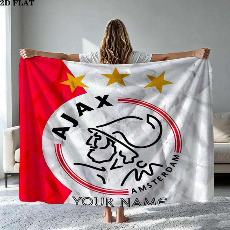 1PC AFC Ajax Custom Name Patterned Flannel Blanket Suitable For All Seasons for Home Decor Warmth and Comfort Gifts Holiday Present