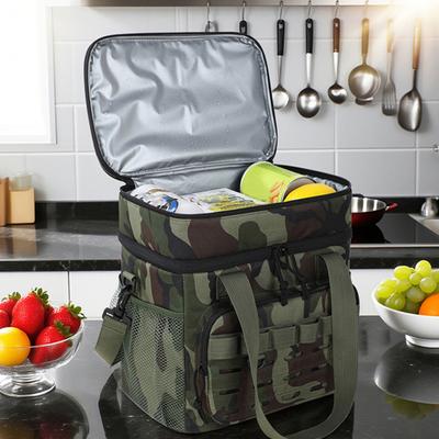 Bolsa Térmica Tela Oxford Engrosada Impermeable Resistente al Desgaste Bolsa Refrigeradora de Almuerzo Gran Capacidad Zonificación de Doble Capa Bolsa de Almuerzo