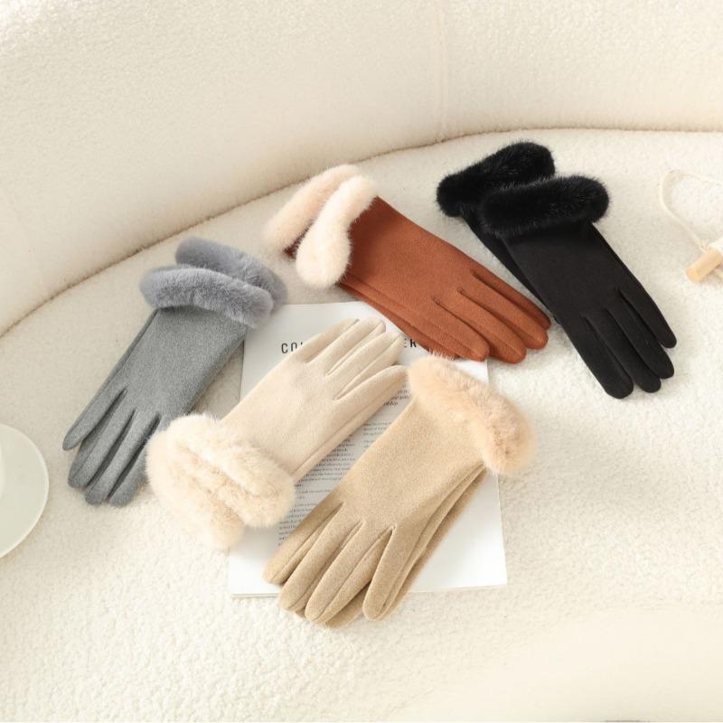 Women Cute Lovely Sweety Winter Keep Warm Touch Screen Add Velvet Windproof Gloves Cycling Solid Spontaneous Fever