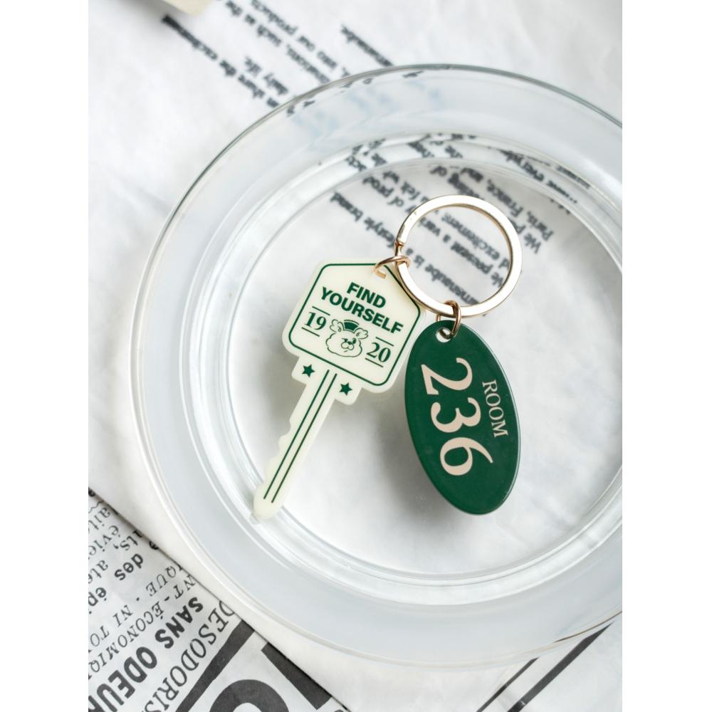 Daiso Travel Key Shaped Key Ring Green  1000  B