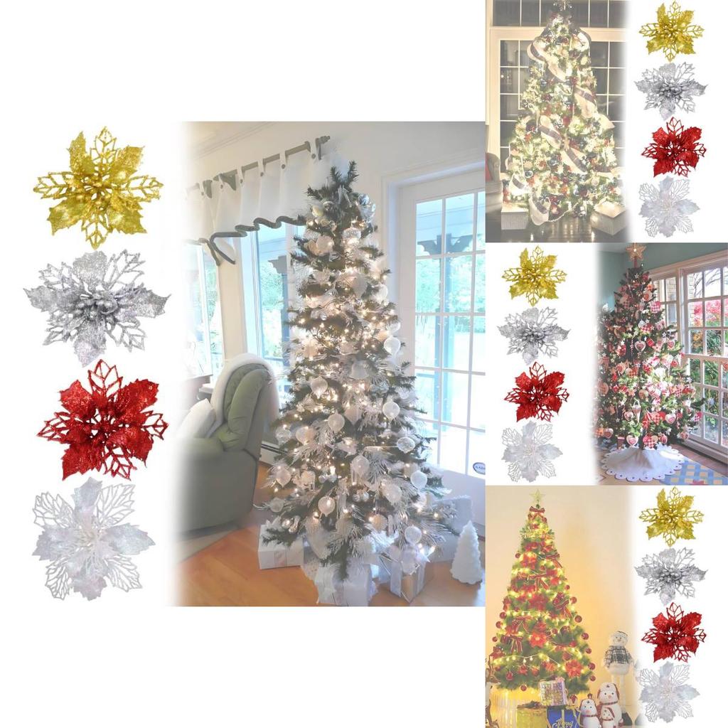 Festive Red And White Artificial Christmas Flowers For Diy Wreaths And Ornaments