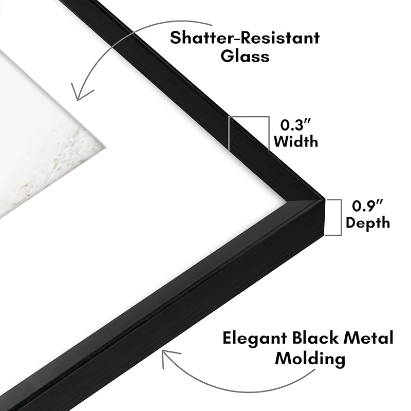 Americanflat Aluminum 8x12 Picture Frame in Black - Use as 6x8 Picture Frame with Mat or 8x12 Frame Without Mat - Shatte 8x12 чёрный