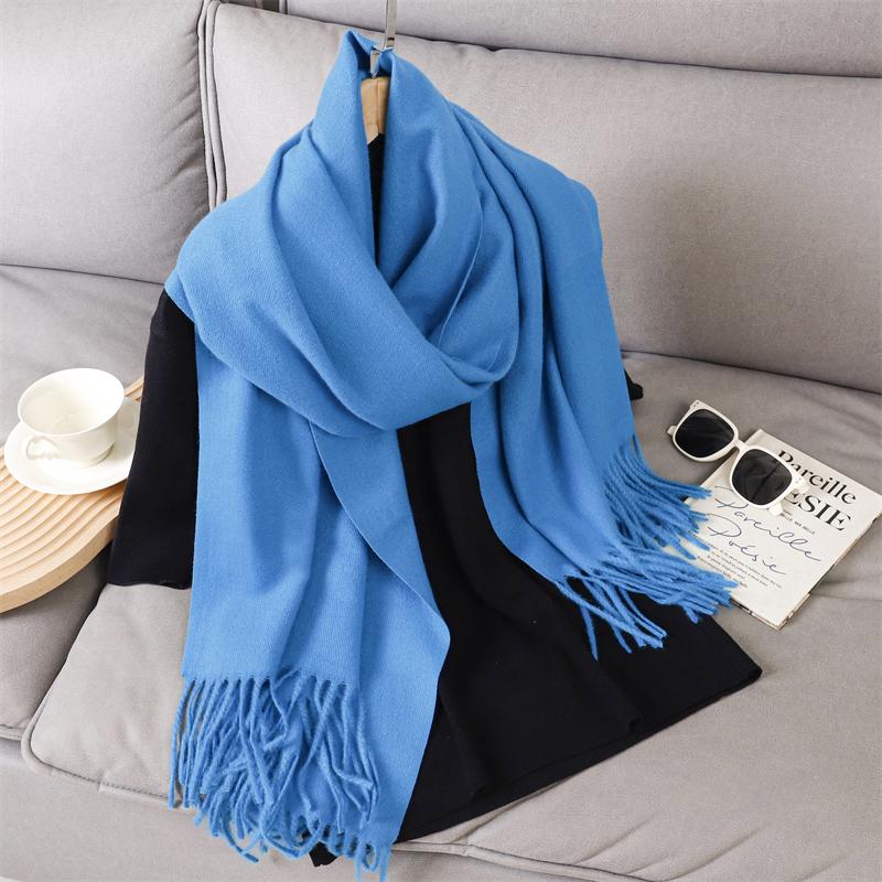Fashion Luxury Solid Women Winter Scarf Warm Thicken Cashmere Shawl Outdoor Tassels Pashmina Lady Wrap Windproof Scarves