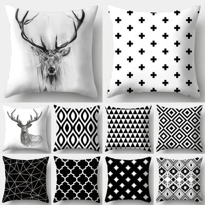 Nordic Simple Black Geometric Printing Pattern Cushion Cover Home Living Room Sofa Decoration Square Pillow