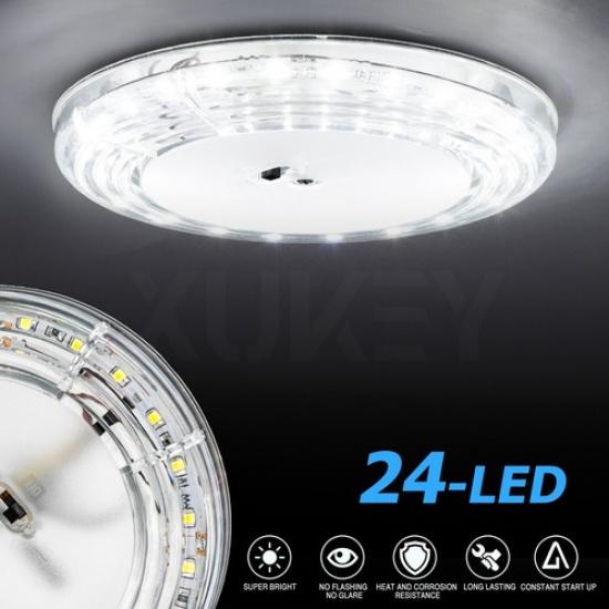 

RV Interior LED Lights 12V Switched ROUND Light Fixture Camper Trailer Ceiling