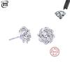 Fashion Flower Wrapped Windmill Stud Earrings Real Moissanite 925 Silver Earrings for Women Engagement Jewelry