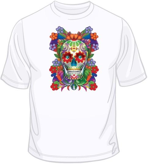 Painted Skull - Floral T Shirt You Choose Style, Size, Color 10874