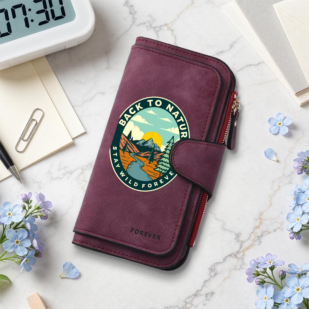 Back To Nature Long Wallet for Daily Use Card Holder Portable Purse