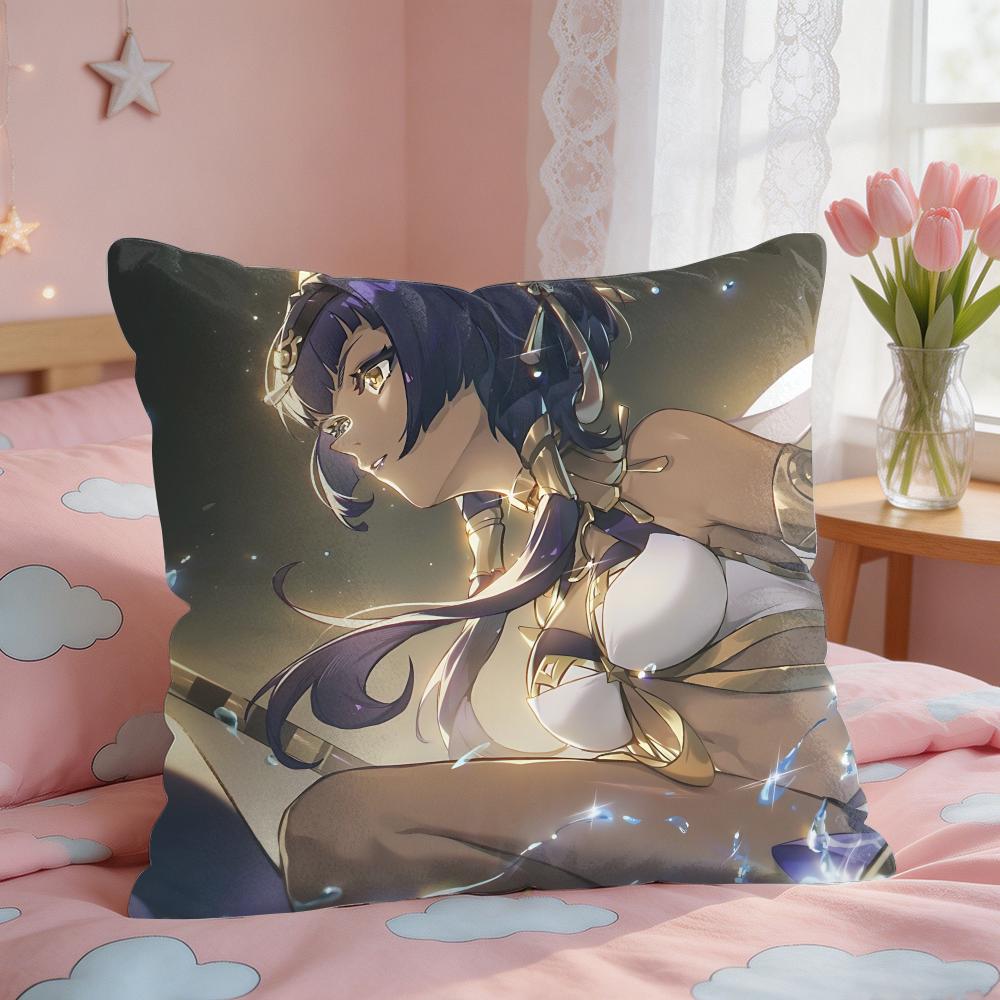Candace Genshin Impact Cushion Cover Square Short Plush Pillow Case Living Room Sofa Home Decor Funda X